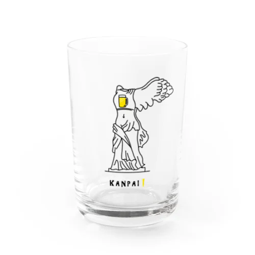 彫刻 × BEER（サモトラケのニケ）黒線画 Water Glass