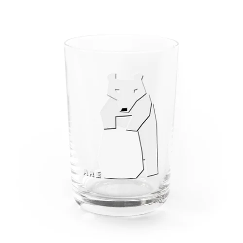 熊の木彫り（白／岩に前足） Water Glass