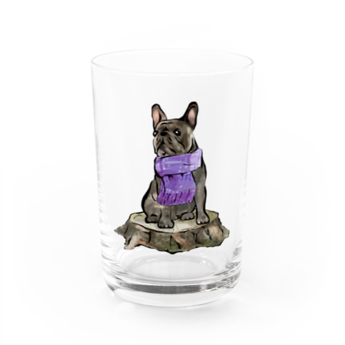 マフラー犬　フレンチブルドッグ　ブリンドル Water Glass