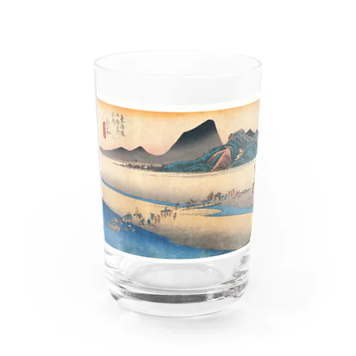 広重_東海道五拾三次・金谷 大井川遠岸 Water Glass