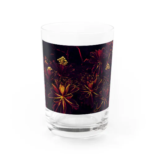 BLACK FLOWERS Water Glass