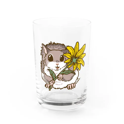 一輪のお花とアメリカモモンガ Water Glass