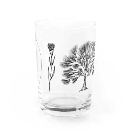 石と花と木の構成 グラス