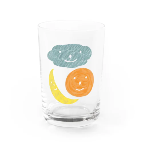 cloud,sun,moon Water Glass