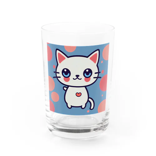 狛猫のミケ「はーとびーと」 Water Glass