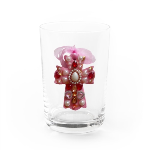 十字架　ピンクごてごて Water Glass