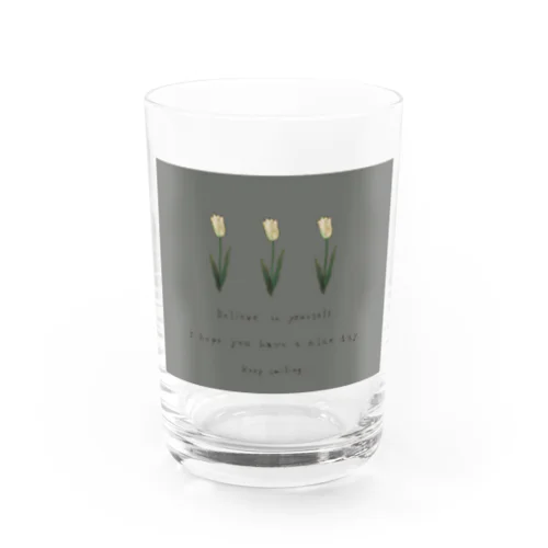 Khaki gray × Cream three tulip Water Glass