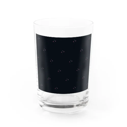 navy × little flower pattern Water Glass