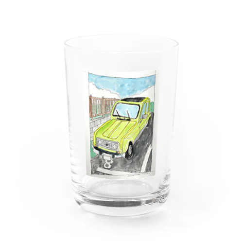 緑の車、可愛いクラシックカーのグッズはいかがでしょうか。 Water Glass