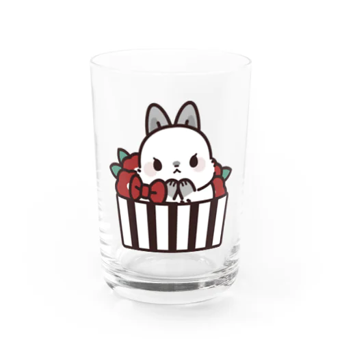 大人可愛いうさぎレディ　ストライプ箱ver. Water Glass