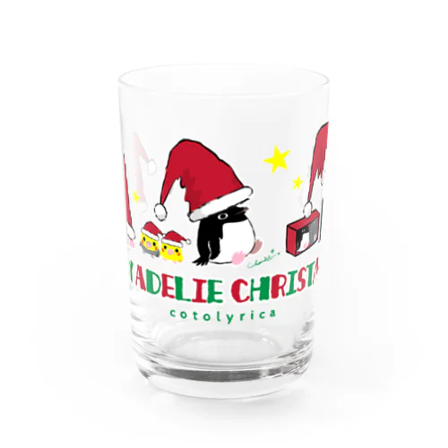 UGLY ADELIE CHIRISTMAS 0586 アデリーペンギン サンタ帽子 横並び Water Glass