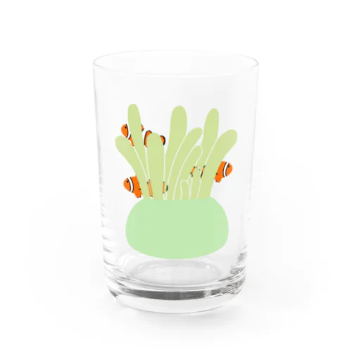 イソギンチャク（みどり）とカクレクマノミ Water Glass