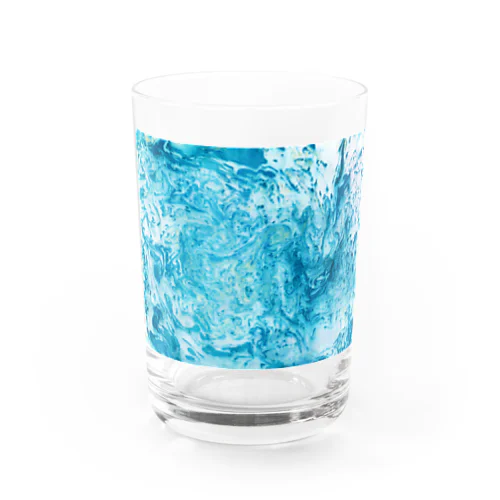 Ebru　light blue Water Glass