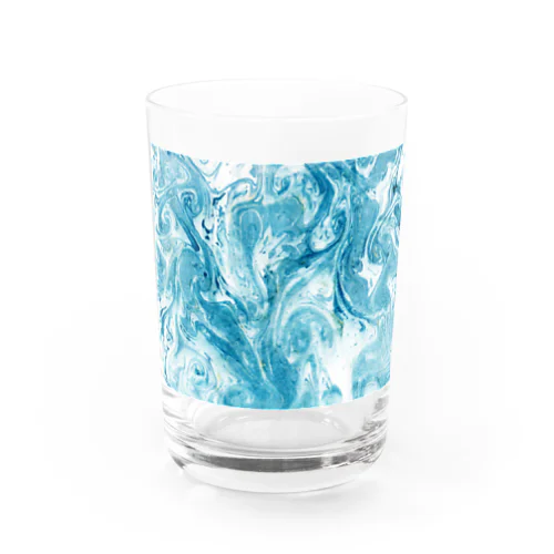 Ebru　light blue Water Glass