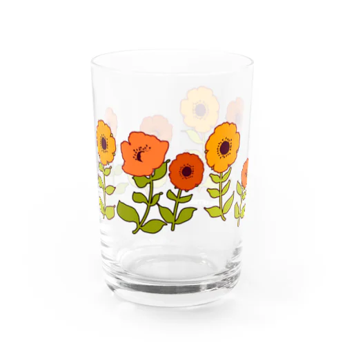 レトロフラワー　暖色系 Water Glass