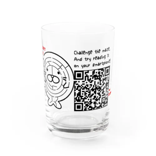 あざまる。とQRコード迷路（片面） Water Glass