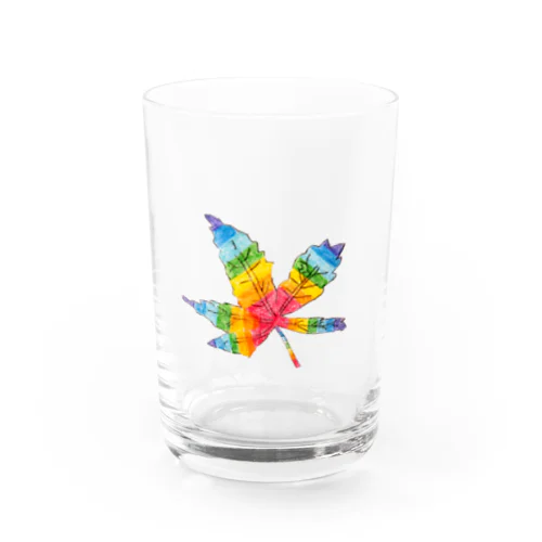 虹色のもみじ(レインボーメープルリーフ) Water Glass
