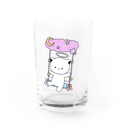 白猫天使こむぎちゃん（ブランコ） Water Glass