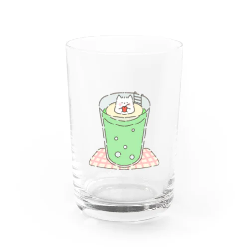 ふわふわねこ クリームソーダ Water Glass