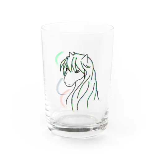 馬　カラフルラインアート　 Water Glass