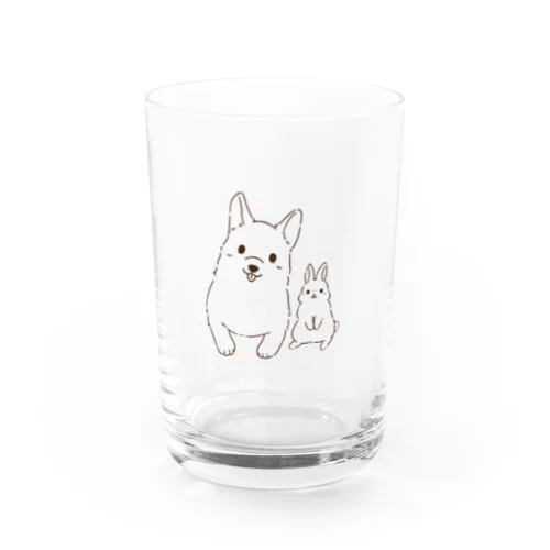 コーギーとうさぎ Water Glass