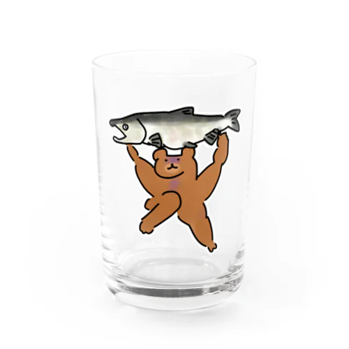 クマチヤンと鮭 Water Glass