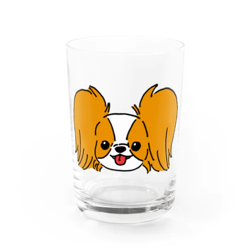 舌出しパピヨン（カラー） Water Glass