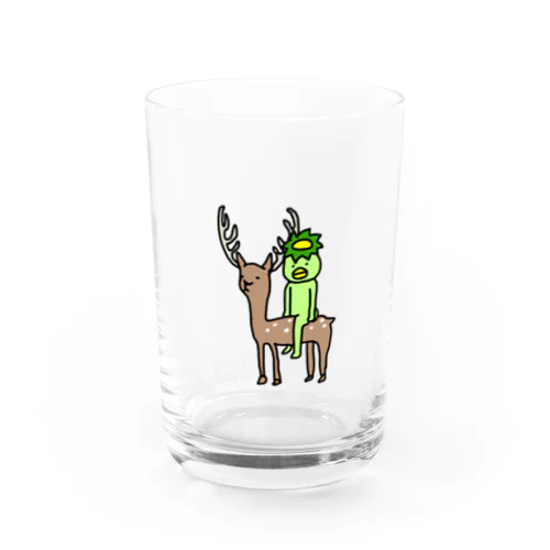 エゾシカに乗るかっぱ Water Glass