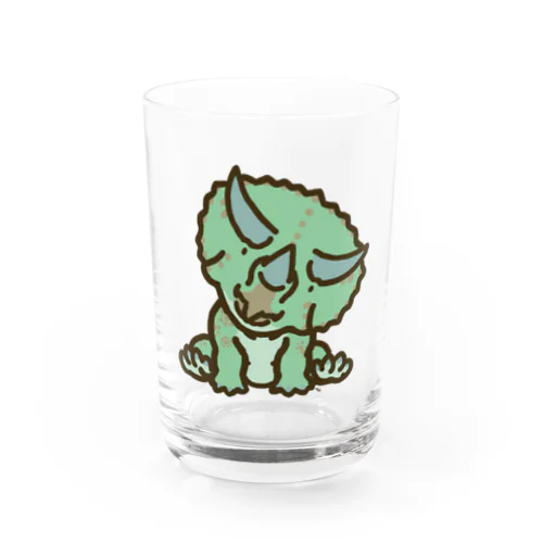 トリケラちゃん（お座り）首傾げ Water Glass