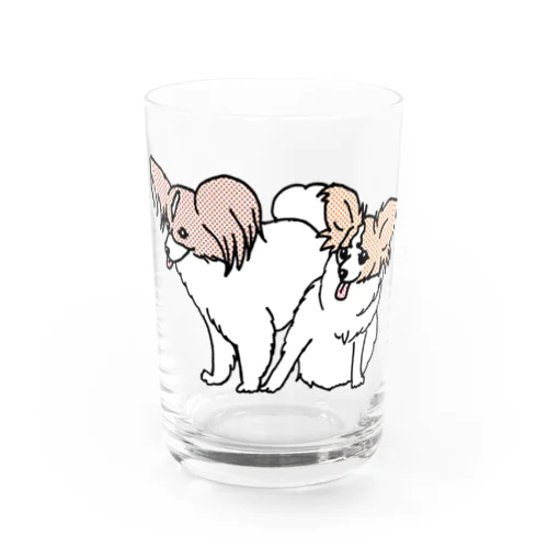 なかよし親子パピヨン（ドット） Water Glass