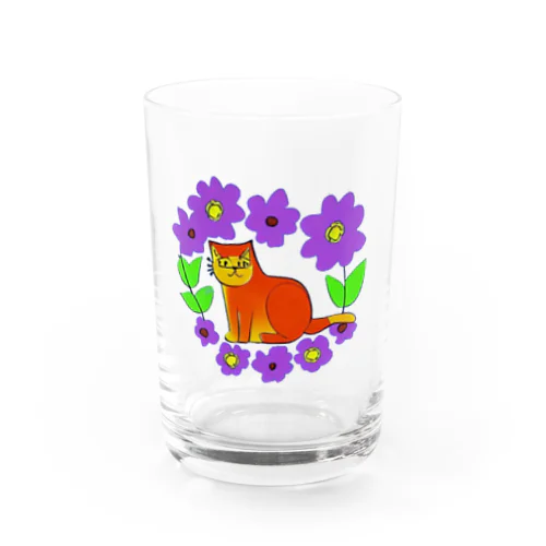 花と猫 Water Glass
