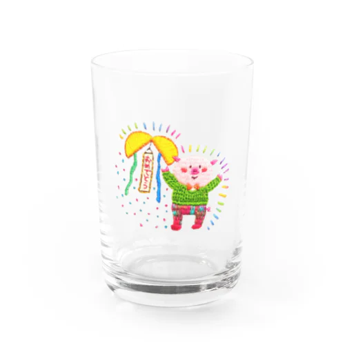 おめでとうのぶたくん Water Glass