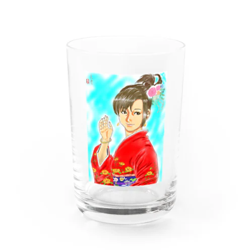 赤い着物の女性グッズ Water Glass