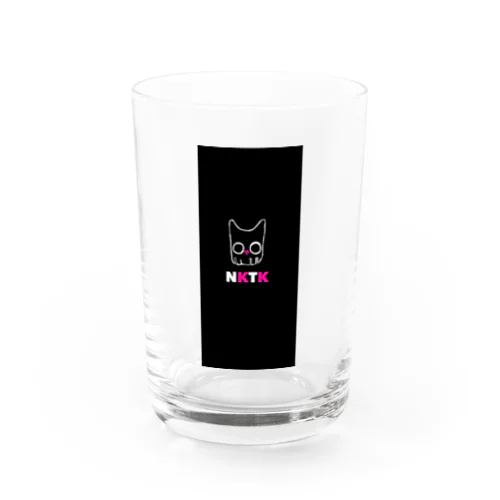 猫ドクロ（黒白ピンク） Water Glass