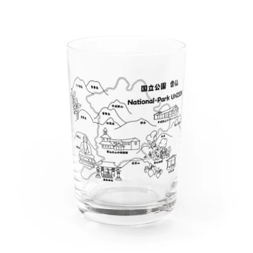 雲仙お山の情報館オリジナル　90周年記念　モノクロ Water Glass