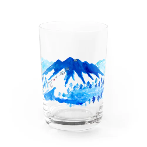 white summer mountain Water Glass