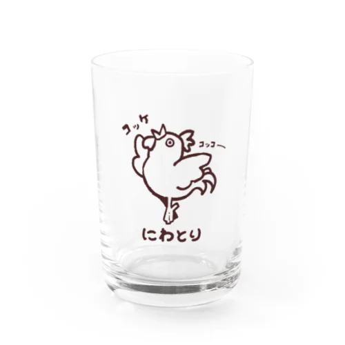 バレエしてそうなニワトリ(ver.赤めの線) Water Glass