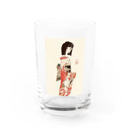 草子さん・朱の着物 Water Glass