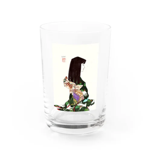 草子さん・黒地に鶴 Water Glass