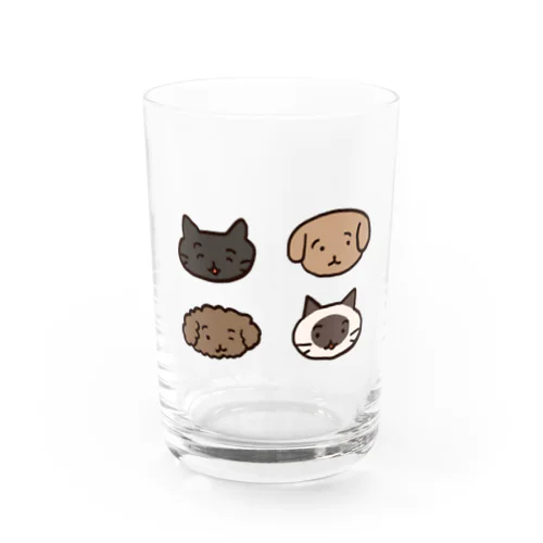 犬2匹猫2匹 Water Glass