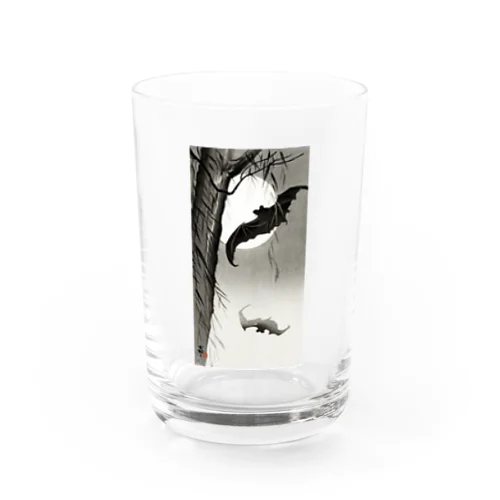 小原古邨　月に蝙蝠（コウモリ）Ohara Koson / Bats under the full moon Water Glass