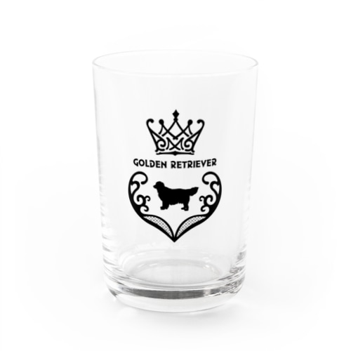 ゴールデンレトリバー　crown heart　onehappiness　black Water Glass