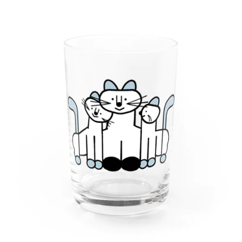 ねこのおやこ スリスリ Water Glass