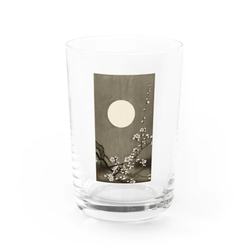 小原古邨　満月に咲く梅の花　Ohara Koson / Blooming plum blossom at full moon  Water Glass