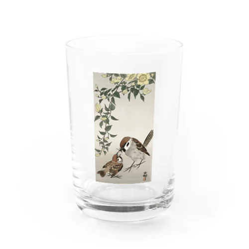 小原古邨　雀の親子  Ohara Koson / Birds and plants Water Glass