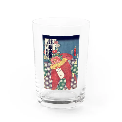 歌川国貞 / 役者絵 / 当盛見立三十六花撰 / 石橋の牡丹 / 富貴三郎 Water Glass