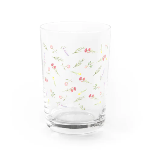 水彩ボタニカルフラワーデザイン Water Glass