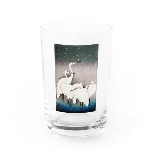 小原古邨　雪中群鷺（白鷺の群れ）日本のアートTシャツ＆グッズ Water Glass