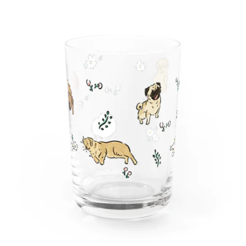 犬とお花柄 Water Glass