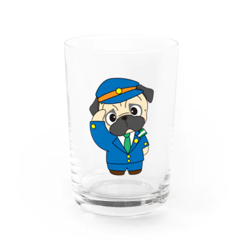 パグのおまわりさん Water Glass